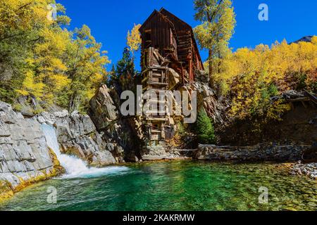 Das Holzkraftwerk Crystal Mill in Colorado, USA Stockfoto