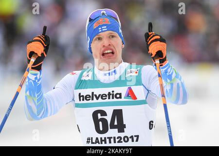 Iivo Niskanen aus Finnland gewinnt bei der FIS Nordischen Ski-Weltmeisterschaft 2017 in Lahti das Einzel-Classic-Finale der Herren 15km. Am Mittwoch, den 29. Februar 2017, in Lahti, Finnland. Foto von Artur Widak *** Bitte nutzen Sie die Gutschrift aus dem Kreditfeld *** Stockfoto