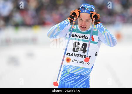 Iivo Niskanen aus Finnland gewinnt bei der FIS Nordischen Ski-Weltmeisterschaft 2017 in Lahti das Einzel-Classic-Finale der Herren 15km. Am Mittwoch, den 29. Februar 2017, in Lahti, Finnland. Foto von Artur Widak *** Bitte nutzen Sie die Gutschrift aus dem Kreditfeld *** Stockfoto