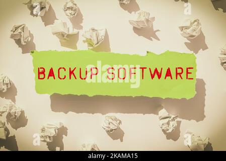 Backup-Software für handschriftlichen Text. Wort für Grenze, über die sich zwei unabhängige Systeme treffen und handeln Denken Neue Schreibkonzepte, Durchbrechen Stockfoto