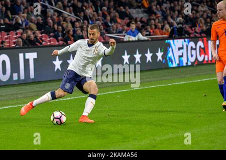 Leonardo Spinazzola aus Italien beim Freundschaftsspiel zwischen den Niederlanden und Italien am 28. März 2017 in der Amsterdam Arena in Amsterdam, Niederlande. (Foto von Andy Astfalck/NurPhoto) *** Bitte nutzen Sie die Gutschrift aus dem Kreditfeld *** Stockfoto