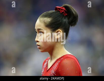 Victoria Ngyuen (USA) während der IPRO Sport World Cup of Gymnastics in der O2 Arena, London, England am 08. April 2017. (Foto von Kieran Galvin/NurPhoto) *** Bitte benutzen Sie die Gutschrift aus dem Kreditfeld *** Stockfoto