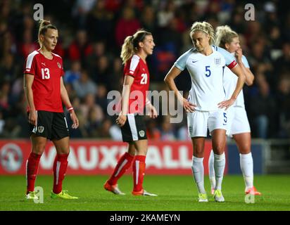 England Women's Steph Houghton während des Internationalen Freundschaftsspiels zwischen England Women und Österreich Women im Stadion MK, Milton Keynes am 10. April 2017 (Foto von Kieran Galvin/NurPhoto) *** Bitte benutzen Sie die Gutschrift aus dem Credit Field *** Stockfoto