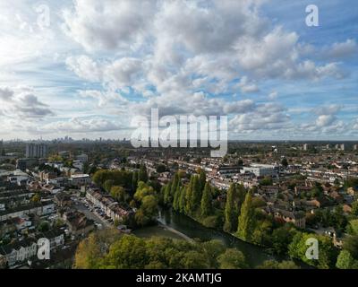 Ilford East London Luftdrohnenansicht in hohem Winkel Stockfoto