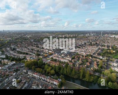 Ilford East London Luftdrohnenansicht in hohem Winkel Stockfoto