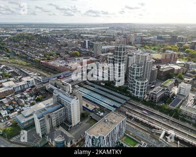 Ilford East London Luftdrohnenansicht in hohem Winkel Stockfoto