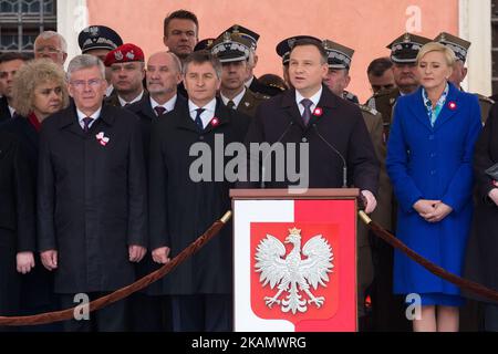 Der polnische Präsident Andrzej Duda feierte am 3. Mai 2017 auf dem Schlossplatz in Warschau, Polen, anlässlich des 226.. Jahrestages der Verabschiedung der polnischen Verfassung vom 03. Mai 1791 (Foto: Mateusz Wlodarczyk/NurPhoto) *** Bitte benutzen Sie die Gutschrift aus dem Kreditfeld *** Stockfoto