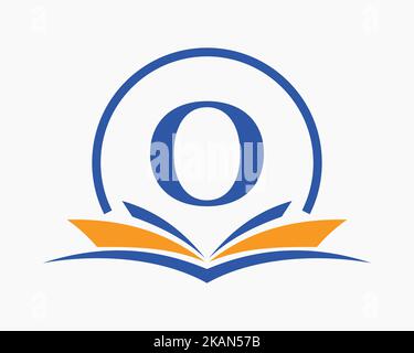 Letter O Education Logo Book Konzept. Ausbildung Career Sign, Universität, Akademie Graduation Logo Template Design Stock Vektor