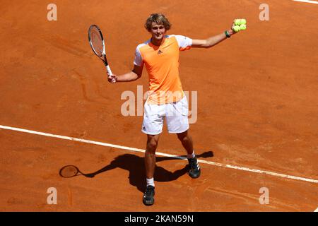 Tennis ATP Internazionali d'Italia BNL Dritte Runde Alexander Zverev (GER) beim Foro Italico in Rom, Italien am 18. Mai 2017. (Foto von Matteo Ciambelli/NurPhoto) *** Bitte nutzen Sie die Gutschrift aus dem Kreditfeld *** Stockfoto