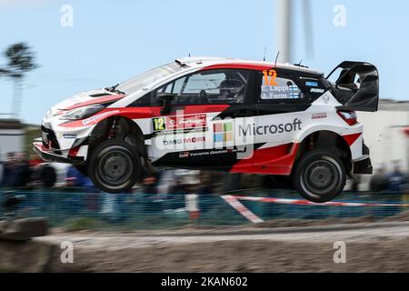 Esapekka Lappi und Janne Ferm in Toyota Yaris WRC von Toyota Gazoo Racing WRT im Einsatz während der Viana do Castelo SS2 von WRC Vodafone Rally de Portugal 2017, in Matosinhos in Portugal am 19. Mai 2017. (Foto von Paulo Oliveira / DPI / NurPhoto) *** Bitte nutzen Sie die Gutschrift aus dem Kreditfeld *** Stockfoto