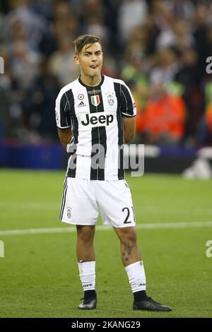 Paulo Dybala von Juventus am Ende des Spiels das UEFA Champions League-Finale zwischen Juventus und Real Madrid im Nationalstadion von Wales am 3. Juni 2017 in Cardiff, Wales (Foto: Matteo Ciambelli/NurPhoto) *** Bitte benutzen Sie die Gutschrift aus dem Kreditfeld *** Stockfoto