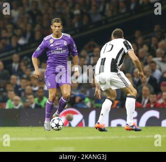 Cristiano Ronaldo von Real Madrid beim UEFA Champions League-Finale 2016/17 zwischen Juventus (Turin, Italien) und Real Madrid (Madrid, Spanien). (Foto von Raddad Jebarah/NurPhoto) *** Bitte nutzen Sie die Gutschrift aus dem Kreditfeld *** Stockfoto