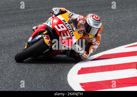 93 Marc Marquez aus Spanien vom Repsol Honda Team (Honda) während des Monter Energy Catalonia Grand Prix, auf dem Circuit de Barcelona-Catalunya am 9. Juni 2017. (Foto von Xavier Bonilla/NurPhoto) *** Bitte nutzen Sie die Gutschrift aus dem Kreditfeld *** Stockfoto