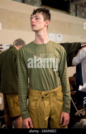 Allgemeiner Blick auf die Backstage vor Liam Hodges Modenschau im Rahmen der London Fashion Week Men's SS18, London am 9. Juni 2017. (Foto von Alberto Pezzali/NurPhoto) *** Bitte nutzen Sie die Gutschrift aus dem Kreditfeld *** Stockfoto