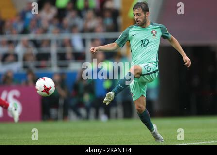 Bernardo Silva von der portugiesischen Fußballnationalmannschaft wetteifern während des Spiels des FIFA Confederations Cup 2017, erste Etappe - Gruppe A zwischen Russland und Portugal im Spartak-Stadion am 21. Juni 2017 in Moskau, Russland. (Foto von Igor Russak/NurPhoto) *** Bitte nutzen Sie die Gutschrift aus dem Kreditfeld *** Stockfoto