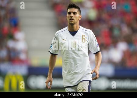 Lorenzo Pellegrini aus Italien während der UEFA-U-21-Europameisterschaft 2017 Gruppe C zwischen der Tschechischen Republik und Italien im Tychy-Stadion in Tychy, Polen am 21. Juni 2017 (Foto von Andrew Surma/NurPhoto) *** Bitte benutzen Sie die Gutschrift aus dem Kreditfeld *** Stockfoto