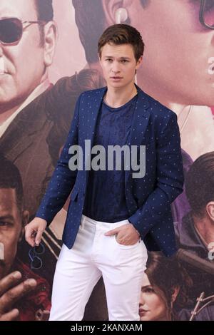 Die Schauspielerin Ansel Elgort nimmt am 23. Juni 2017 in Madrid, Spanien, an einer Fotozelle für „Baby Driver“ im Villa Magna Hotel Teil. (Foto von Oscar Gonzalez/NurPhoto) *** Bitte benutzen Sie die Gutschrift aus dem Kreditfeld *** Stockfoto