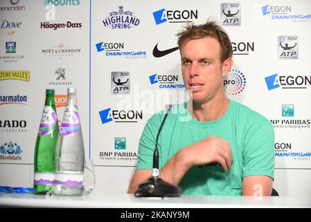 Sam Querrey aus den USA während der Pressekonferenz bei den AEGON Championships im Queen's Club in London, Großbritannien, am 22. Juni 2017. (Foto von Alberto Pezzali/NurPhoto) *** Bitte nutzen Sie die Gutschrift aus dem Kreditfeld *** Stockfoto