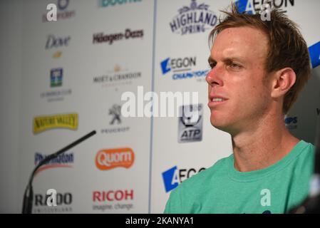 Sam Querrey aus den USA während der Pressekonferenz bei den AEGON Championships im Queen's Club in London, Großbritannien, am 22. Juni 2017. (Foto von Alberto Pezzali/NurPhoto) *** Bitte nutzen Sie die Gutschrift aus dem Kreditfeld *** Stockfoto