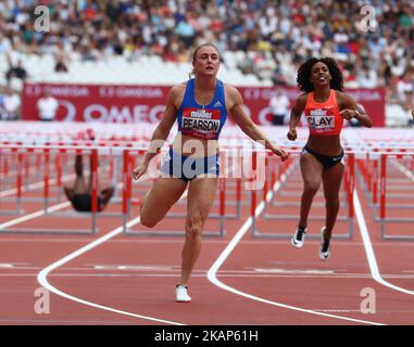 Sally Pearson (AUS) in 100m Hürden Frauen - Runde 1 während der Muller Anniversary Games im London Stadium in London am 09. Juli 2017 (Foto von Kieran Galvin/NurPhoto) *** Bitte benutzen Sie die Gutschrift aus dem Kreditfeld *** Stockfoto