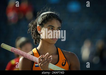 Die Niederländerin Killiana Heymans tritt am 19. Juli 2016 im Zawisza-Stadion in Bydgoszcz, Polen, bei der IAAF World U20 Championships in der Qualifikationsrunde für Frauen an. (Foto von Jaap Arriens/NurPhoto) *** Bitte benutzen Sie die Gutschrift aus dem Kreditfeld *** Stockfoto