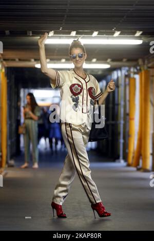 Celine Dion besucht am 17. Juli 2017 ein Geschäft in Paris, Frankreich. (Foto von Mehdi Taamallah/NurPhoto) *** Bitte benutzen Sie die Gutschrift aus dem Kreditfeld *** Stockfoto