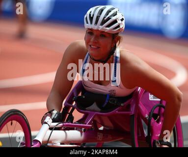 Samantha Kinghorn aus Großbritannien tritt am 400m T53 18. Juli 2017 im London Stadium in London, Großbritannien, bei der IPC World para Athletics Championships in der 1. Runde der Frauen 1 an. (Foto von Kieran Galvin/NurPhoto) *** Bitte benutzen Sie die Gutschrift aus dem Kreditfeld *** Stockfoto