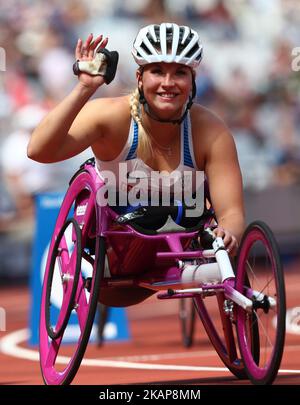 Samantha Kinghorn aus Großbritannien tritt am 400m T53 18. Juli 2017 im London Stadium in London, Großbritannien, bei der IPC World para Athletics Championships in der 1. Runde der Frauen 1 an. (Foto von Kieran Galvin/NurPhoto) *** Bitte benutzen Sie die Gutschrift aus dem Kreditfeld *** Stockfoto