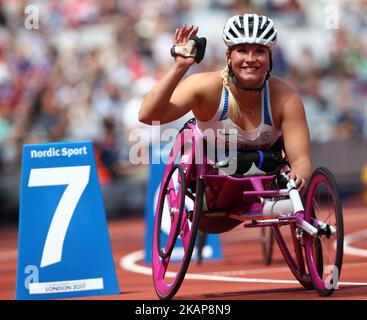 Samantha Kinghorn aus Großbritannien tritt am 400m T53 18. Juli 2017 im London Stadium in London, Großbritannien, bei der IPC World para Athletics Championships in der 1. Runde der Frauen 1 an. (Foto von Kieran Galvin/NurPhoto) *** Bitte benutzen Sie die Gutschrift aus dem Kreditfeld *** Stockfoto