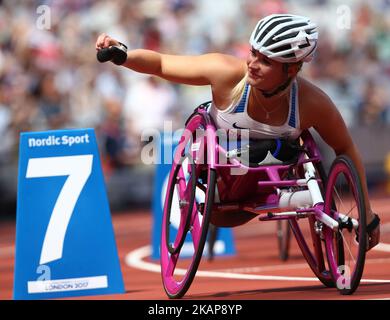Samantha Kinghorn aus Großbritannien tritt am 400m T53 18. Juli 2017 im London Stadium in London, Großbritannien, bei der IPC World para Athletics Championships in der 1. Runde der Frauen 1 an (Foto: Kieran Galvin/NurPhoto) *** Bitte benutzen Sie die Gutschrift aus dem Kreditfeld *** Stockfoto
