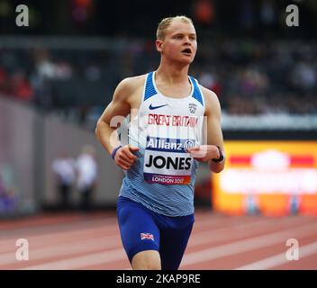 Rhys Jones aus Großbritannien bestreiten am 100m T37 19. Juli 2017 im Londoner Stadion in London den 1. Lauf der Männer bei den World para Athletics Championships in der Hitze 1 (Foto: Kieran Galvin/NurPhoto) *** Bitte benutzen Sie die Gutschrift aus dem Kreditfeld *** Stockfoto