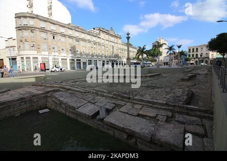 Rio de Janeiro, Brasilien, 29. Juli 2017: Cais do Valongo (Valongo Wharf), eine archäologische Stätte, die von der UNESCO zum Weltkulturerbe erklärt wurde. Der Standort war der größte Hafen für die Landung von Sklaven in Nord- und Südamerika. Es wird geschätzt, dass etwa 1 Millionen Menschen im Hafen von Sklavenschiffen gelandet sind, die zwischen den Jahren 1811 und 1831 betrieben wurden, als er geschlossen und in den Kaiserin Pier umgewandelt wurde. Der Ort liegt in der Hafenregion Rio und ist für Besucher geöffnet. (Foto von Luiz Souza/NurPhoto) *** Bitte benutzen Sie die Gutschrift aus dem Kreditfeld *** Stockfoto