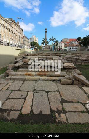 Rio de Janeiro, Brasilien, 29. Juli 2017: Cais do Valongo (Valongo Wharf), eine archäologische Stätte, die von der UNESCO zum Weltkulturerbe erklärt wurde. Der Standort war der größte Hafen für die Landung von Sklaven in Nord- und Südamerika. Es wird geschätzt, dass etwa 1 Millionen Menschen im Hafen von Sklavenschiffen gelandet sind, die zwischen den Jahren 1811 und 1831 betrieben wurden, als er geschlossen und in den Kaiserin Pier umgewandelt wurde. Der Ort liegt in der Hafenregion Rio und ist für Besucher geöffnet. (Foto von Luiz Souza/NurPhoto) *** Bitte benutzen Sie die Gutschrift aus dem Kreditfeld *** Stockfoto