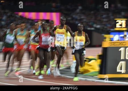 Moses Martin KURONG, uganda, und Joshua Kiprui CHEPTEGEI, Uganda, beim Finale 10000 im Londoner Stadion am 4. August 2017 bei der Leichtathletik-Weltmeisterschaft 2017. (Foto von Ulrik Pedersen/NurPhoto) *** Bitte nutzen Sie die Gutschrift aus dem Kreditfeld *** Stockfoto