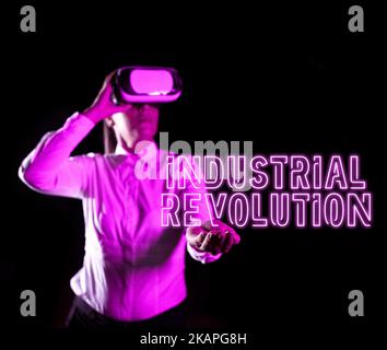 Schreiben Anzeige Text Industrielle Revolution. Wort für Änderungen in der Herstellung und im Transport von Waren Stockfoto