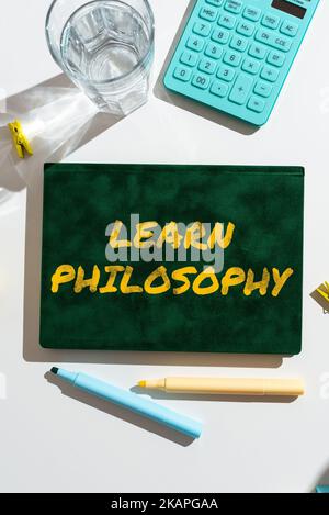 Text mit Inspiration Lernen Sie Philosophie. Unternehmen präsentieren die meisten Wahrzeichen und sehen die Sehenswürdigkeiten Londons Stockfoto