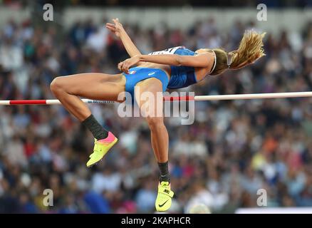 Die italienische Alessia Trost tritt am 10. August 2017 im Londoner Stadion in London bei der Leichtathletik-Hochsprungveranstaltung der Frauen bei den IAAF-Weltmeisterschaften 2017 an. (Foto von Ulrik Pedersen/NurPhoto) *** Bitte nutzen Sie die Gutschrift aus dem Kreditfeld *** Stockfoto