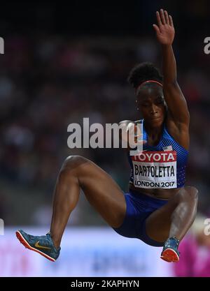 Tianna Bartoletta aus den USA springt im Weitsprung-Finale bei der Leichtathletik-Weltmeisterschaft 2017 im London Stadium in London, Großbritannien, am 11. August 2017. (Foto von Ulrik Pedersen/NurPhoto) *** Bitte nutzen Sie die Gutschrift aus dem Kreditfeld *** Stockfoto