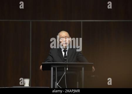 Der kanadische Pastor Hyeon Soo Lim nahm am 13. August 2017 an einem Sonntagsgottesdienst in seiner Kirche in Mississauga, Ontario, Teil. Nach zweieinhalb Jahren Haft in Nordkorea kam er mit seiner Familie und der Kirche wieder zusammen. Zum ersten Mal nach seiner Freilassung beschrieb er die harten Bedingungen, die er während seiner Haft in Nordkorea durchgemacht hatte. (Foto von Arindam Shivaani/NurPhoto) *** Bitte nutzen Sie die Gutschrift aus dem Kreditfeld *** Stockfoto