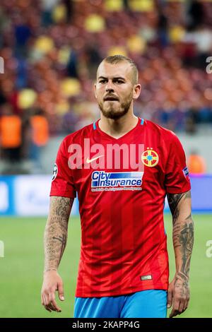 Denis Alibec #7 des FCSB Bukarest während der UEFA Champions League 2017-2018, Play-offs 2. Beinspiel zwischen FCSB Bucharest (ROU) und Sporting Clube de Portugal Lisbon (POR) am 23. August 2017 im National Arena Stadium, Bukarest, Rumänien. (Foto von Cronos/Catalin Soare/NurPhoto) Stockfoto