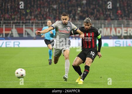 2. November 2022, Mailand, Italien: Italien, Mailand, 2 2022. november: Theo Hernandez (Verteidiger von Mailand) spielt in der ersten Halbzeit beim Fußballspiel AC MILAN gegen SALZBURG, UCL 2022-2023 Group E matchday6 San Siro Stadion (Bildnachweis: © Fabrizio Andrea Bertani/Pacific Press via ZUMA Press Wire) Stockfoto