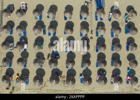 Drohnenaufnahmen vom Korinos Beach in Katerini, in Nordgriechenland am 25. August 2017. (Foto von Nicolas Economou/NurPhoto) Stockfoto