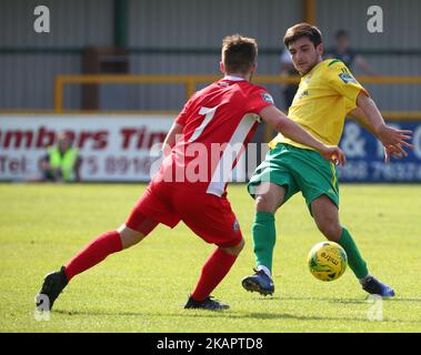 Joe Christou vom FC Thurrock beim Bostik League Premier Division Spiel zwischen Thurrock gegen Billericay Town am Ship Lane Ground, Aveley, Großbritannien, am 28. August 2017. (Foto von Kieran Galvin/NurPhoto) Stockfoto