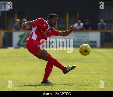 Elliott Kebbie aus Billericay Town beim Bostik League Premier Division Spiel zwischen Thurrock gegen Billericay Town am 28. August 2017 in Ship Lane Ground, Aveley, Großbritannien. (Foto von Kieran Galvin/NurPhoto) Stockfoto