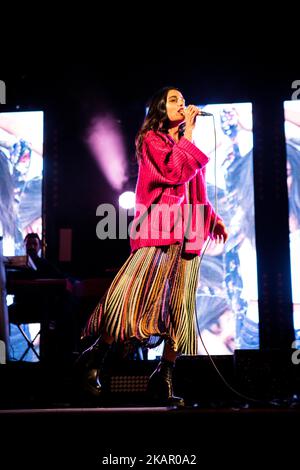 Die italienische Popsängerin und Liederschriftstellerin Levante tritt am 2. September 2017 live in der Carroponte, Sesto San Giovanni in Mailand, Italien, auf. . (Foto von Roberto Finizio/NurPhoto) Stockfoto