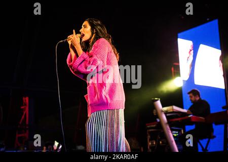 Die italienische Popsängerin und Liederschriftstellerin Levante tritt am 2. September 2017 live in der Carroponte, Sesto San Giovanni in Mailand, Italien, auf. . (Foto von Roberto Finizio/NurPhoto) Stockfoto