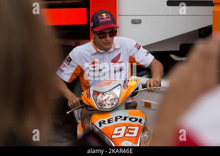 Marc Marquez vom Repsol Honda Team vor der Pressekonferenz zur Präsentation des Tribul Mastercard Grand Prix von San Marino und Riviera di Rimini, auf dem Misano World Circuit 'Marco Simoncelli', am 07. September 2017 in Misano Adriatico, Italien (Foto: Danilo Di Giovanni/NurPhoto) Stockfoto