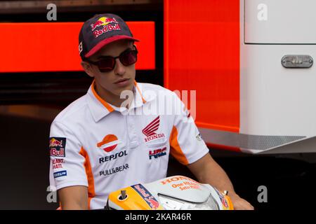 Marc Marquez vom Repsol Honda Team vor der Pressekonferenz zur Präsentation des Tribul Mastercard Grand Prix von San Marino und Riviera di Rimini, auf dem Misano World Circuit 'Marco Simoncelli', am 07. September 2017 in Misano Adriatico, Italien (Foto: Danilo Di Giovanni/NurPhoto) Stockfoto