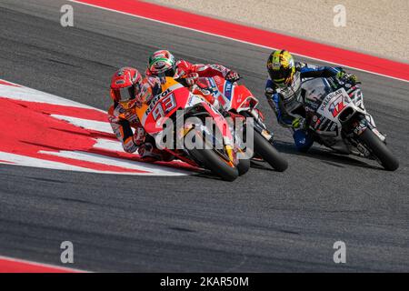 93 MARC MARQUEZ (Spanien), HRC Repsol Honda Team, Honda RC213V Maschine, Gran Premio Tribul Mastercard di San Marino e della Riviera di Rimini, Aktion während des MotoGP Qualifings auf dem Marco Simoncelli World Circuit für den Lauf der MotoGP Weltmeisterschaft 13., Vom 8.. Bis 10. 2017. September in Misano Adriatico, Italien, am 9. September 2017. (Foto von Felice Monteleone/NurPhoto) Stockfoto