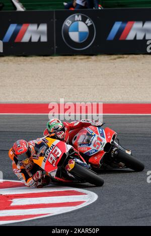 93 MARC MARQUEZ (Spanien), HRC Repsol Honda Team, Honda RC213V Maschine, Gran Premio Tribul Mastercard di San Marino e della Riviera di Rimini, Aktion während des MotoGP Qualifings auf dem Marco Simoncelli World Circuit für den Lauf der MotoGP Weltmeisterschaft 13., Vom 8.. Bis 10. 2017. September in Misano Adriatico, Italien, am 9. September 2017. (Foto von Felice Monteleone/NurPhoto) Stockfoto